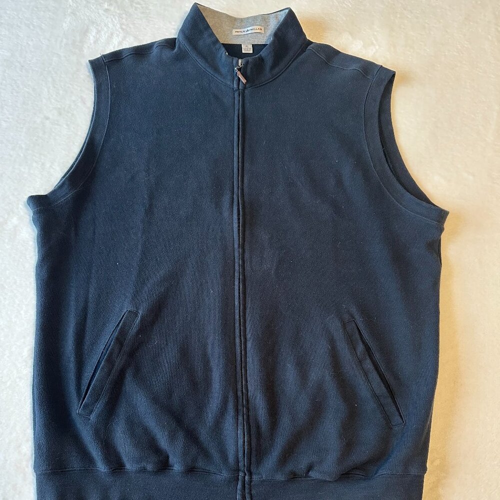 Peter Millar XL Black Full Zip Golf Vest Black Pockets 2 Way Zip